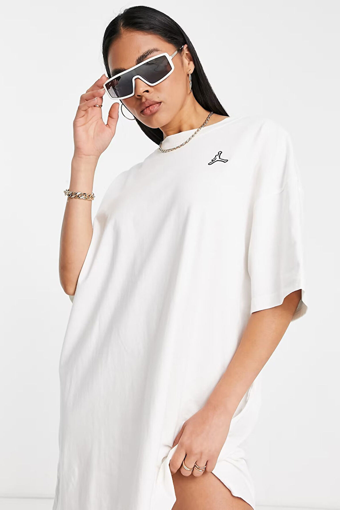 Nike Jordan Essentials Oversize T-Shirt Dress Kadın Oversize Tişört Elbise Beyaz