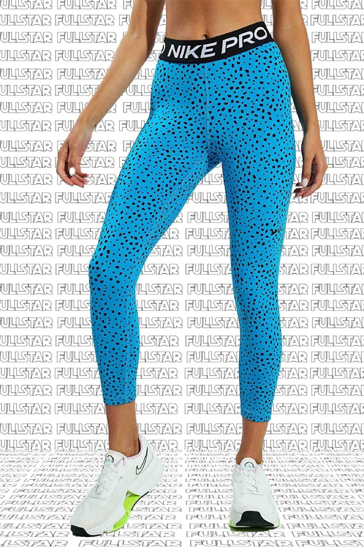 Nike Pro Tigh Fit Crop Length Leggings Toparlayıcı Kısa Puantiyeli Mavi Tayt