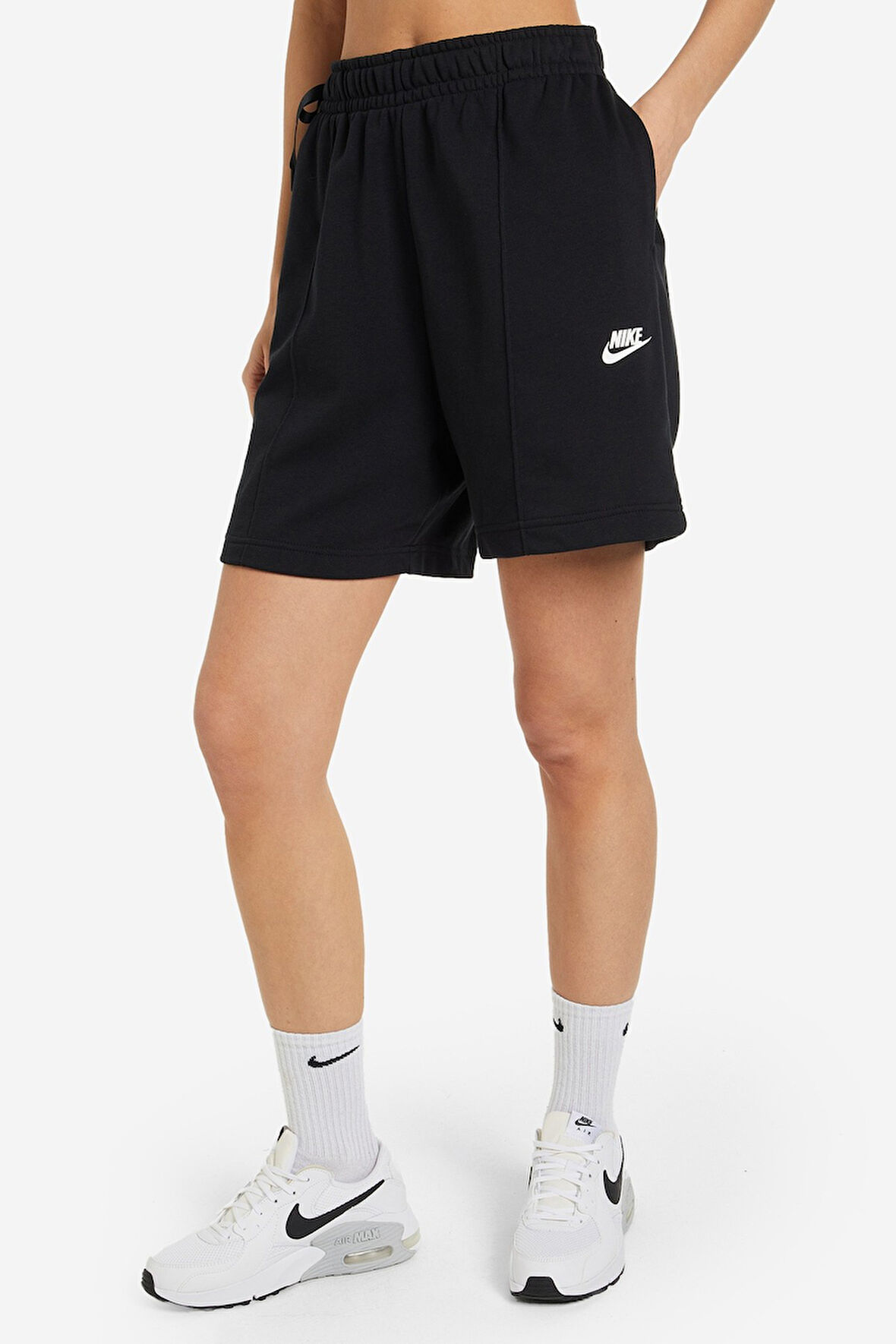 Nike Sportswear Women's High Rise Loose Fit Fleece Dance Shorts Kadın Pamuklu Bol Kesim Şort Siyah