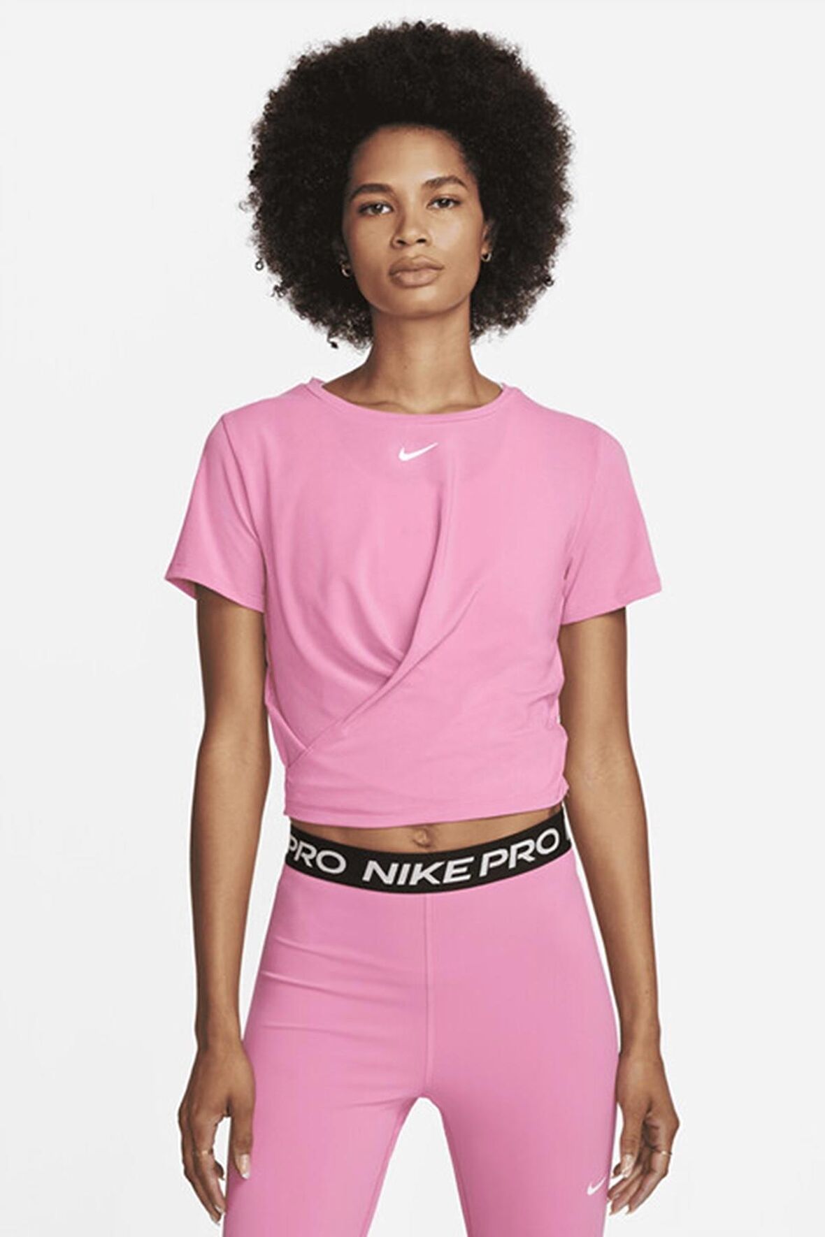 Nike Dri Fit One Luxe Twist Kısa Kollu Pembe Kadın Tişört