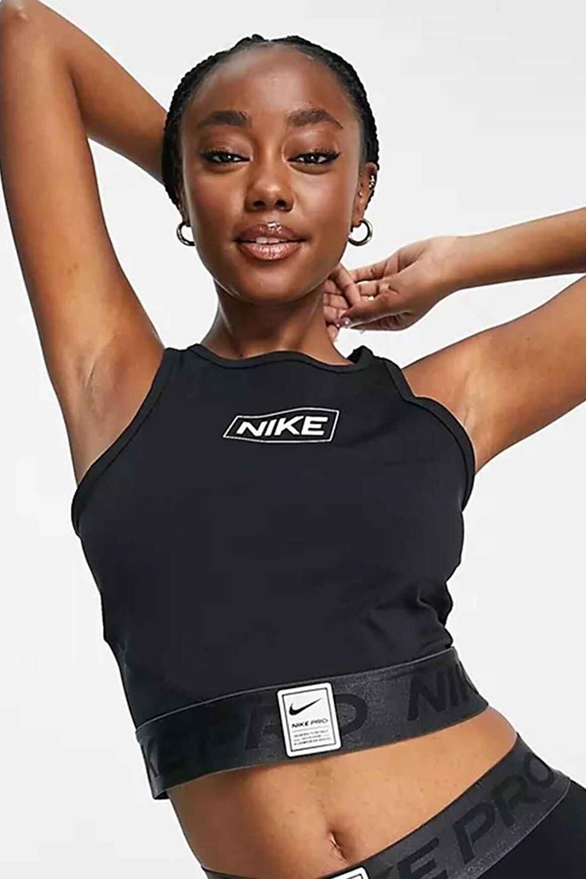 Nike Pro Dri FIT Crop Tank Top Bra Black Kadın Grafikli Crop Atlet Bra Siyah