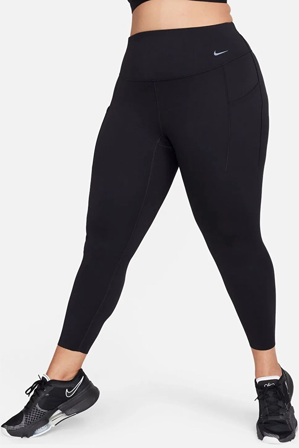 Nike Universa Medium Support High Rise 7/8 Length Training (Plus Size) Tight Kadın 2 Cepli Antrenman Taytı Siyah