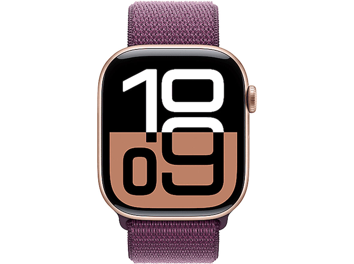 APPLE Watch Series 10 GPS 42mm Rose Gold Aluminium Case with Plum Sport Loop