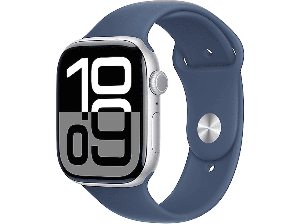 APPLE Watch Series 10 GPS + Cellular 42mm Silver Aluminium Case with Denim Sport Band - S/M