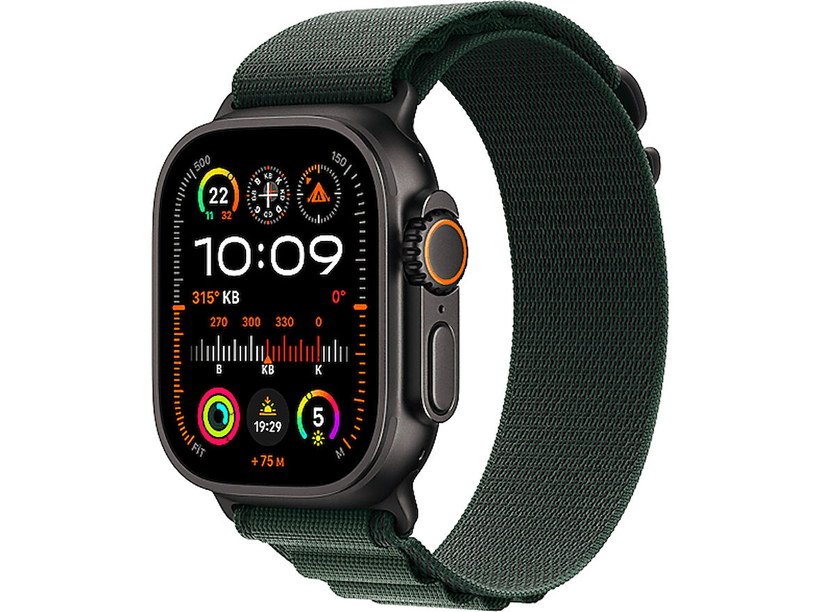 APPLE Watch Ultra 2 GPS + Cellular 2024 49mm Black Titanium Case with Dark Green Alpine Loop - Small