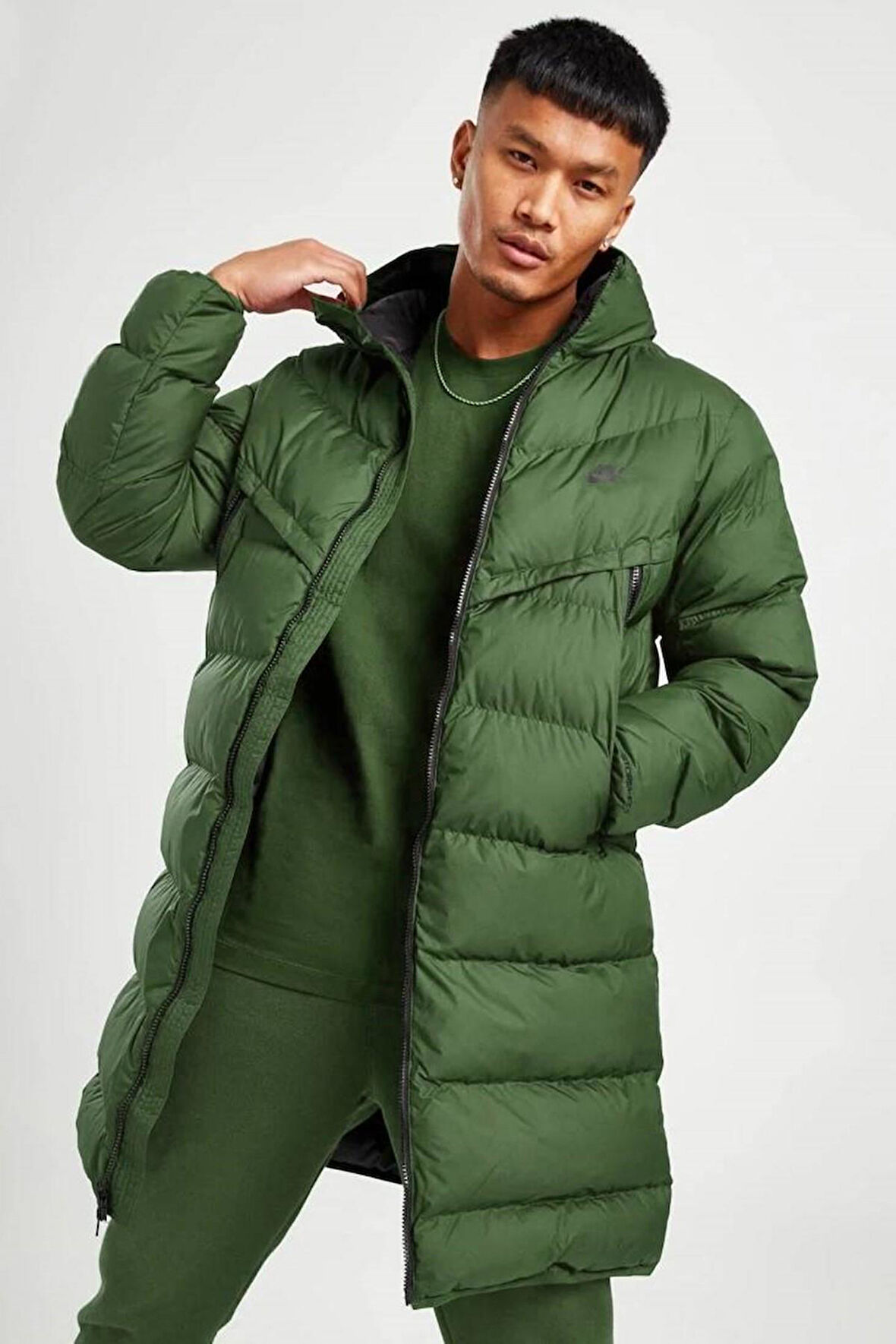 Nike Storm Fit Primaloft Filled Full Zip Khaki Parka Erkek Uzun Mont Parka Haki Yeşil