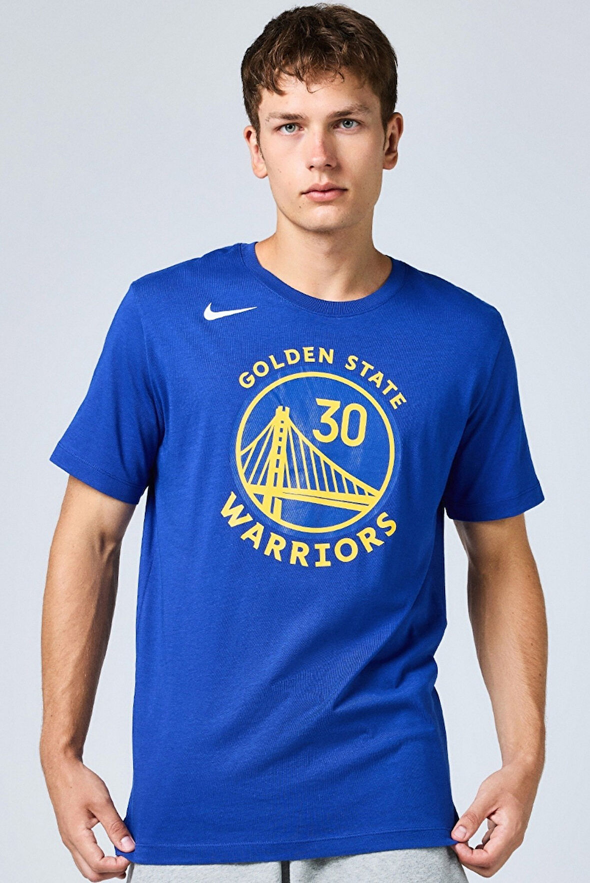 Nike Basketball NBA Golden State Warriors T-Shirt Erkek Pamuklu Tişört Mavi
