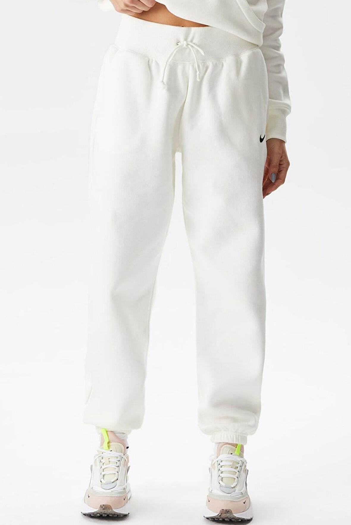 Nike Sportswear Phoenix Fleece High Rise Oversized Şardonlu Büyük Beden Yüksek Bel Kadın Eşofman Altı Açık Krem