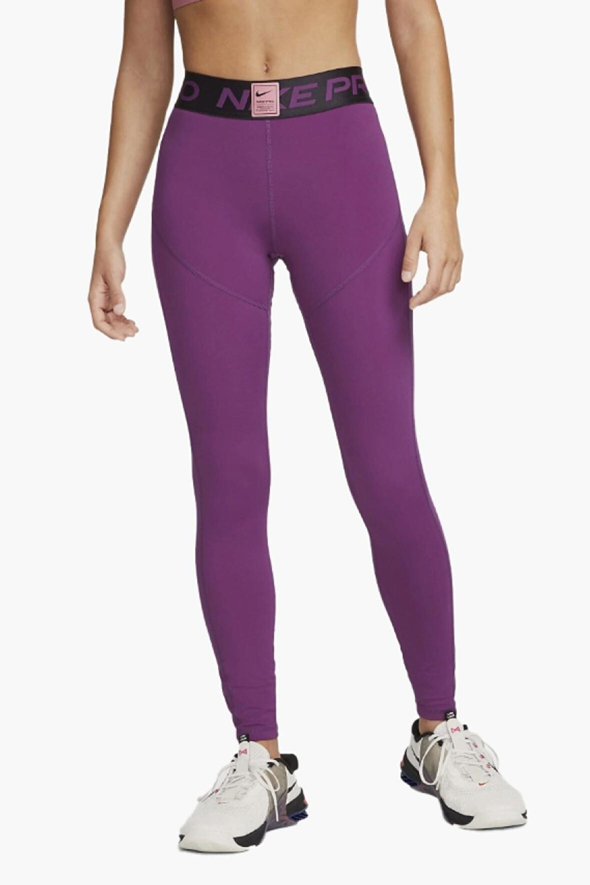 Nike Training Pro Dri Fit Grappic Mid Rise Leggings Purple Toparlaycı Kadın Antrenman Taytı Mor