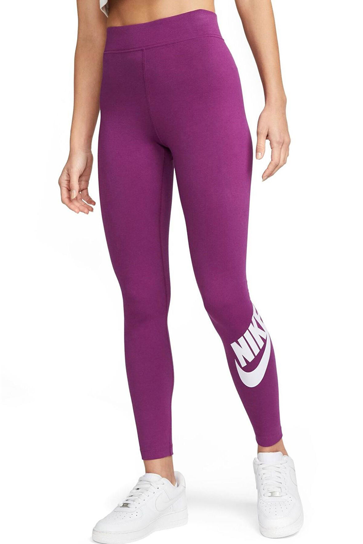 Nike Sportswear Club High-Rise Leggings Yüksek Belli Pamuklu Mor Tayt