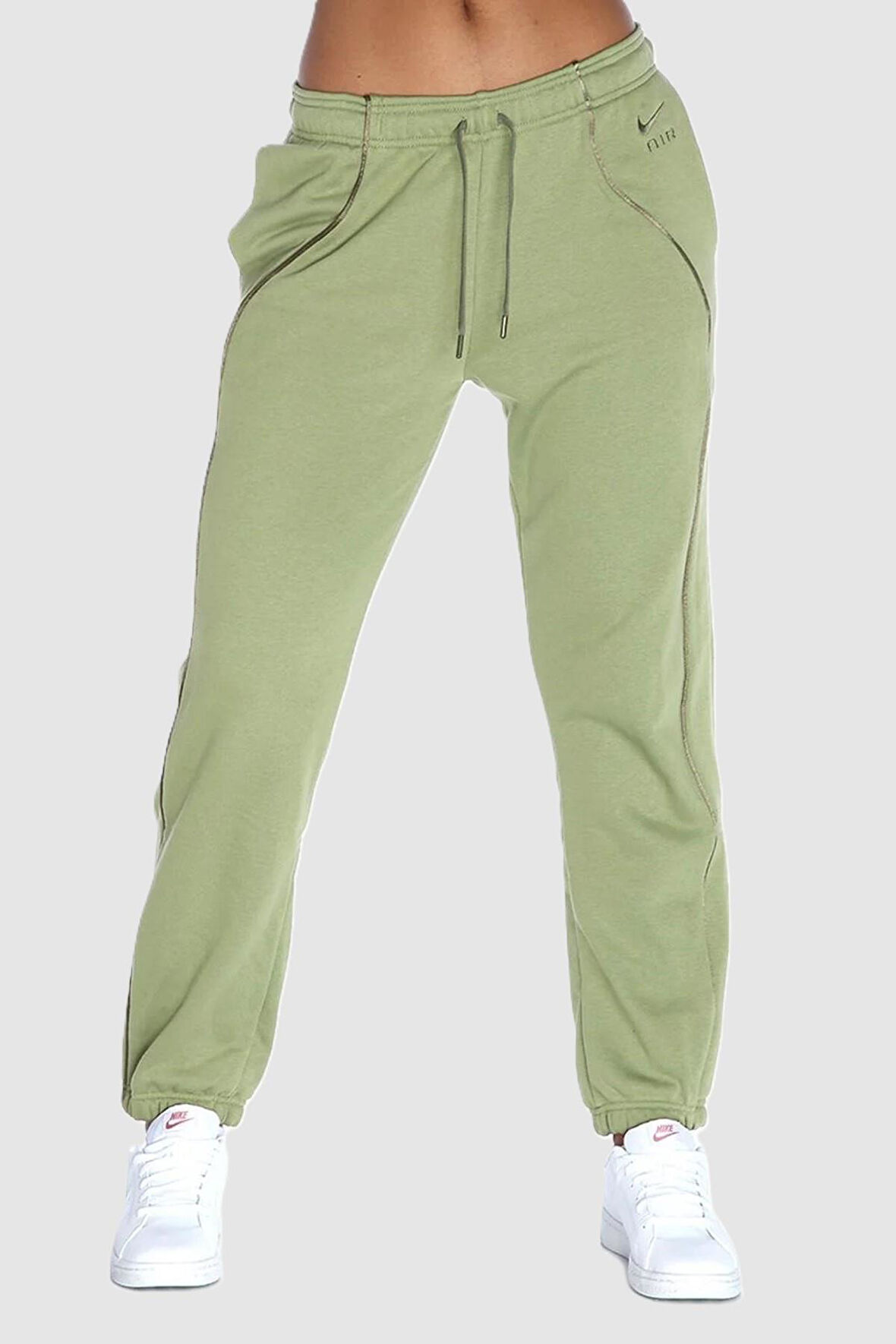 Nike Air Plus Mid Rise Piping Detail Joggers Alligator Green Fleece Kadın Eşofman Altı Yeşil