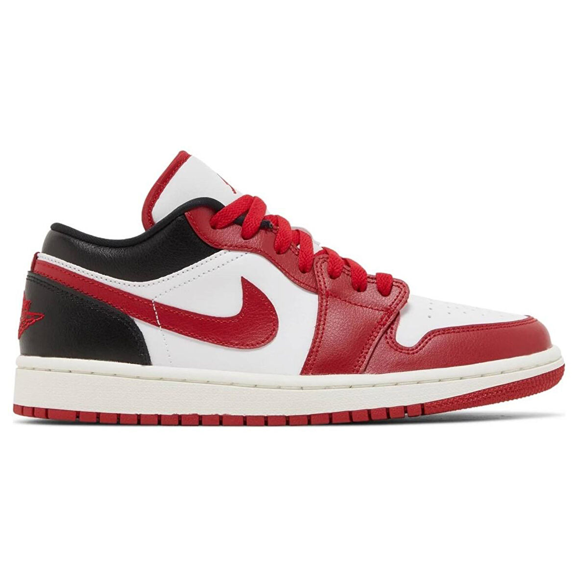 Nike Air Jordan 1 Low Reverse Leather Sneaker Unisex Hakiki Deri Günlük Spor Ayakkabı Beyaz Kırmızı Siyah