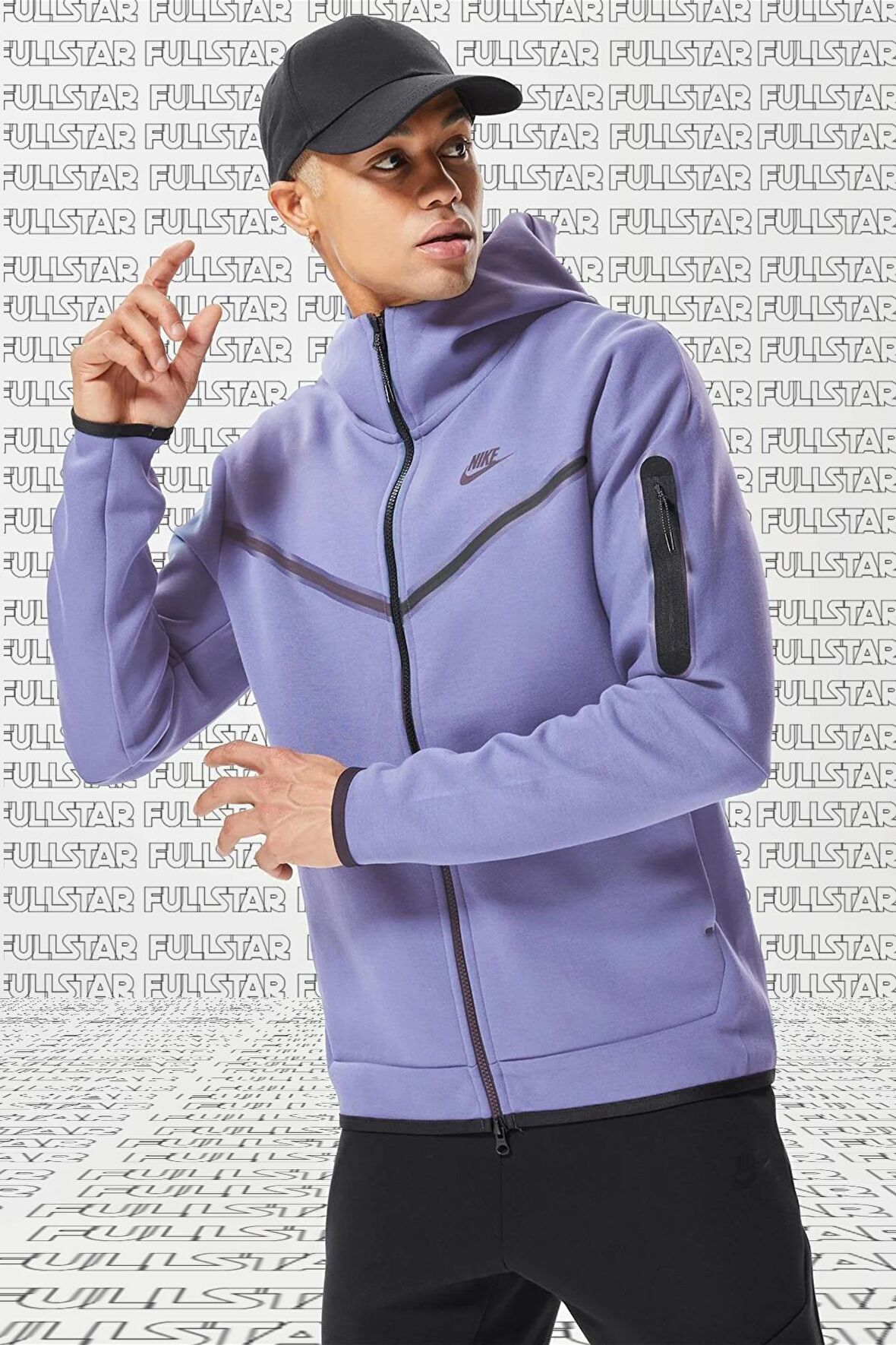 Nike Tech Fleece Full Zip Unisex Hoodie Kapüşonlu Fermuarlı Sweatshirt Lila