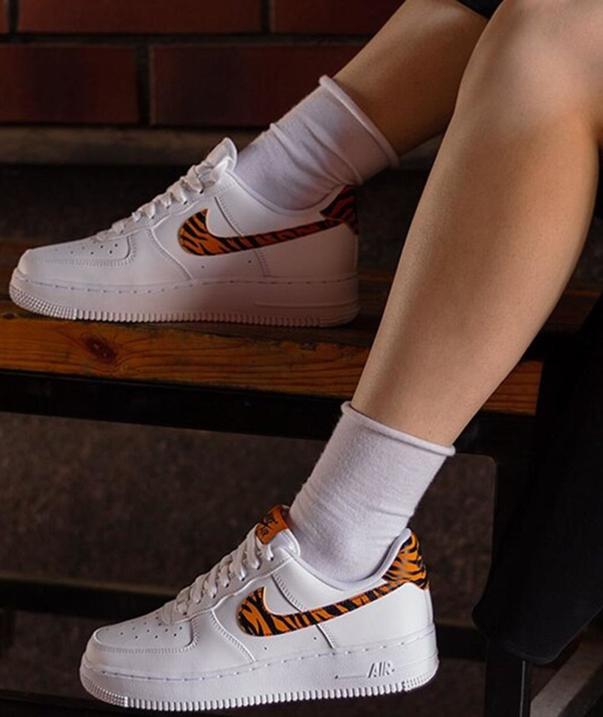 Nike Air Force 1 07 AF1 Leather White Unisex Snaker Hakiki Deri Spor Ayakkabı Beyaz Leopar Swoosh
