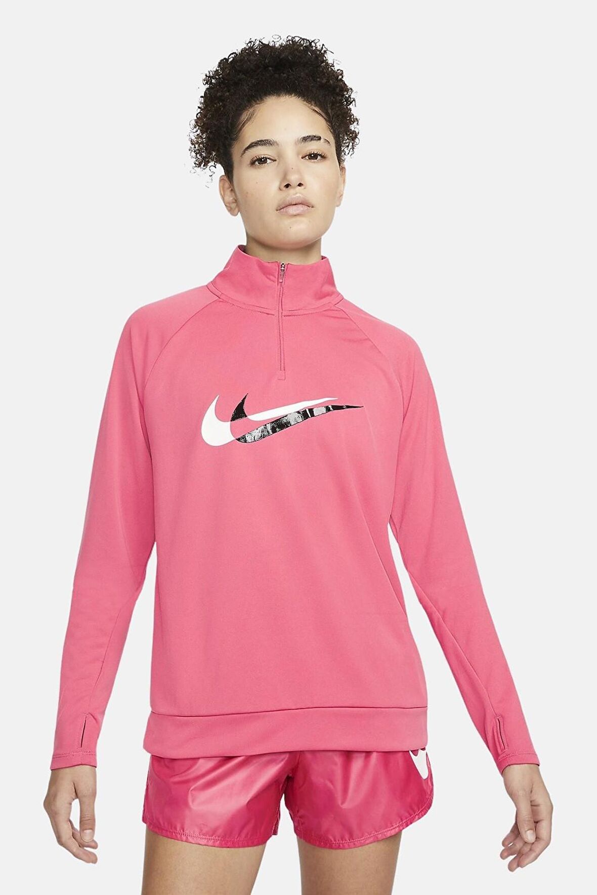 Nike Air Women's Running Mid Layer 1/4 Zip 1/4 Fermuar Pembe Koşu Üstü