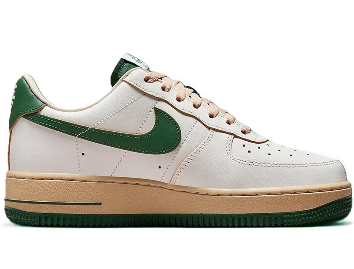 Nike Air Force 1 '07 Unisex Leather Hakiki Deri Sneaker Ayakkabı Beyaz Yeşil Swoosh