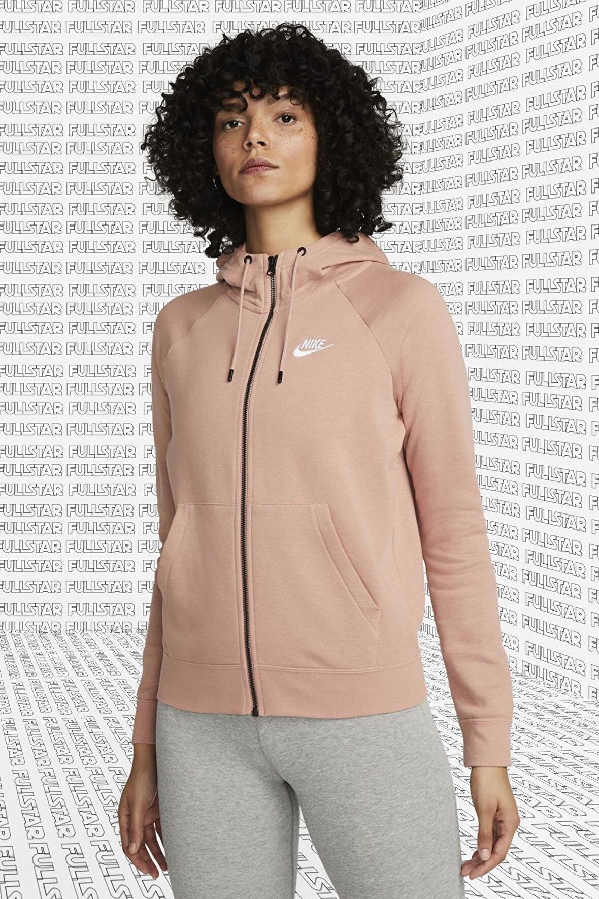 Nike Essential Full Zip Fleece Hoodie Rose Kapüşonlu Fermuarlı Sweatshirt