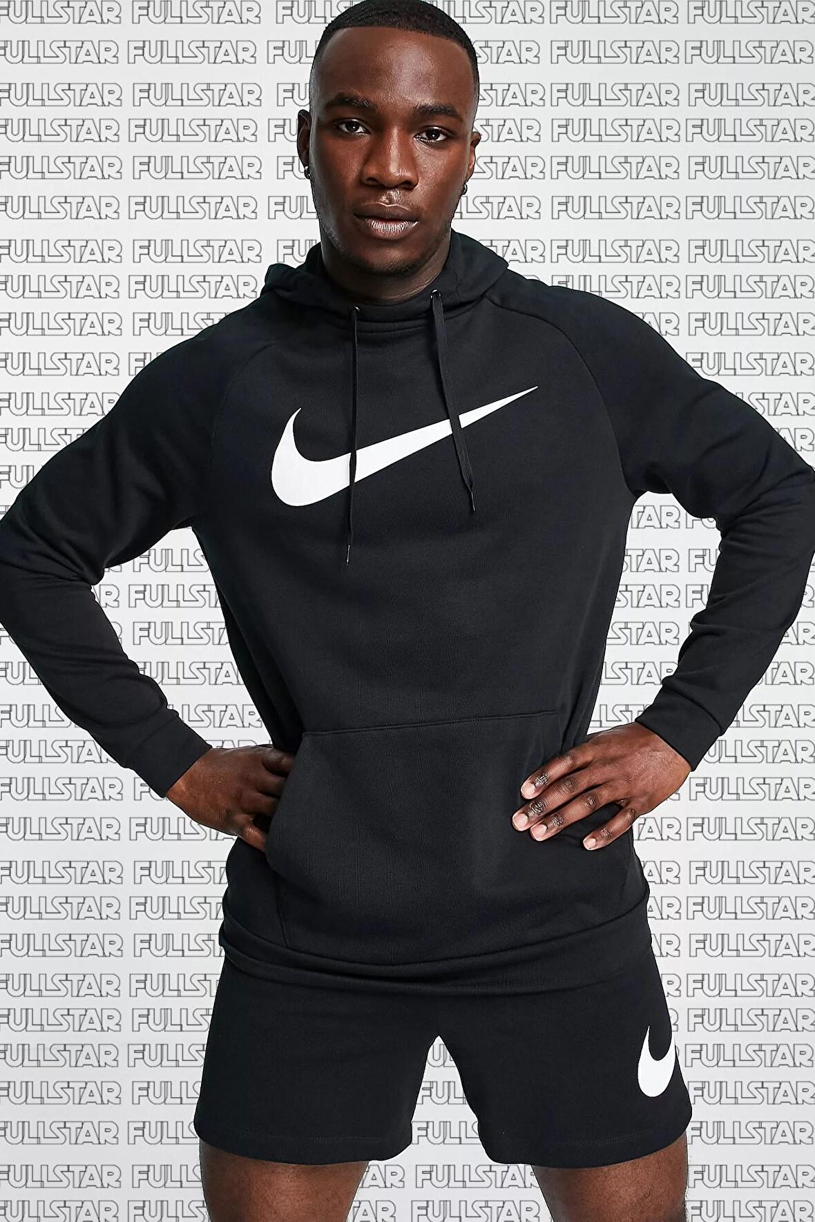 Nike Therma Fit Pullover Hoodie Big Swoosh Kapüşonlu Termal Siyah Erkek Sweatshirt