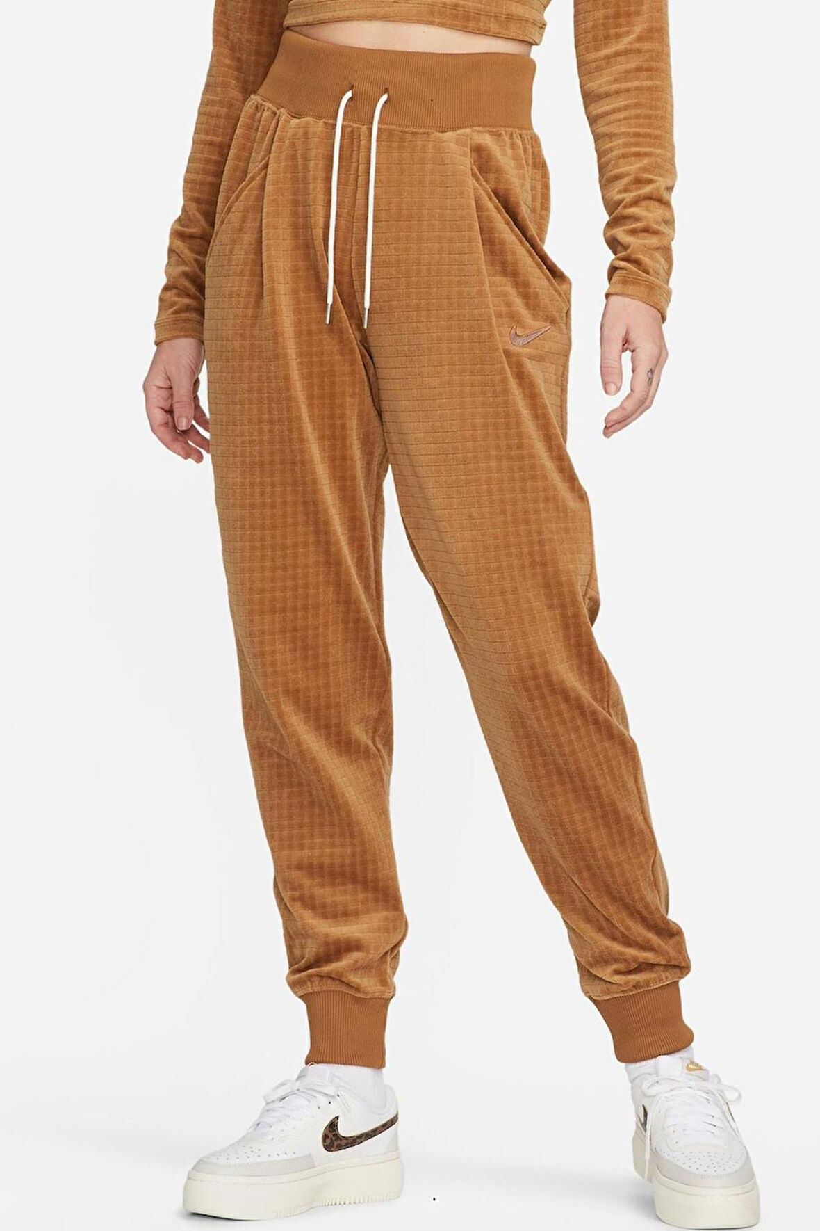 Nike Sportswear Velour High Rise Jogger A1 Kadın Kadife Eşofman Altı Kahve
