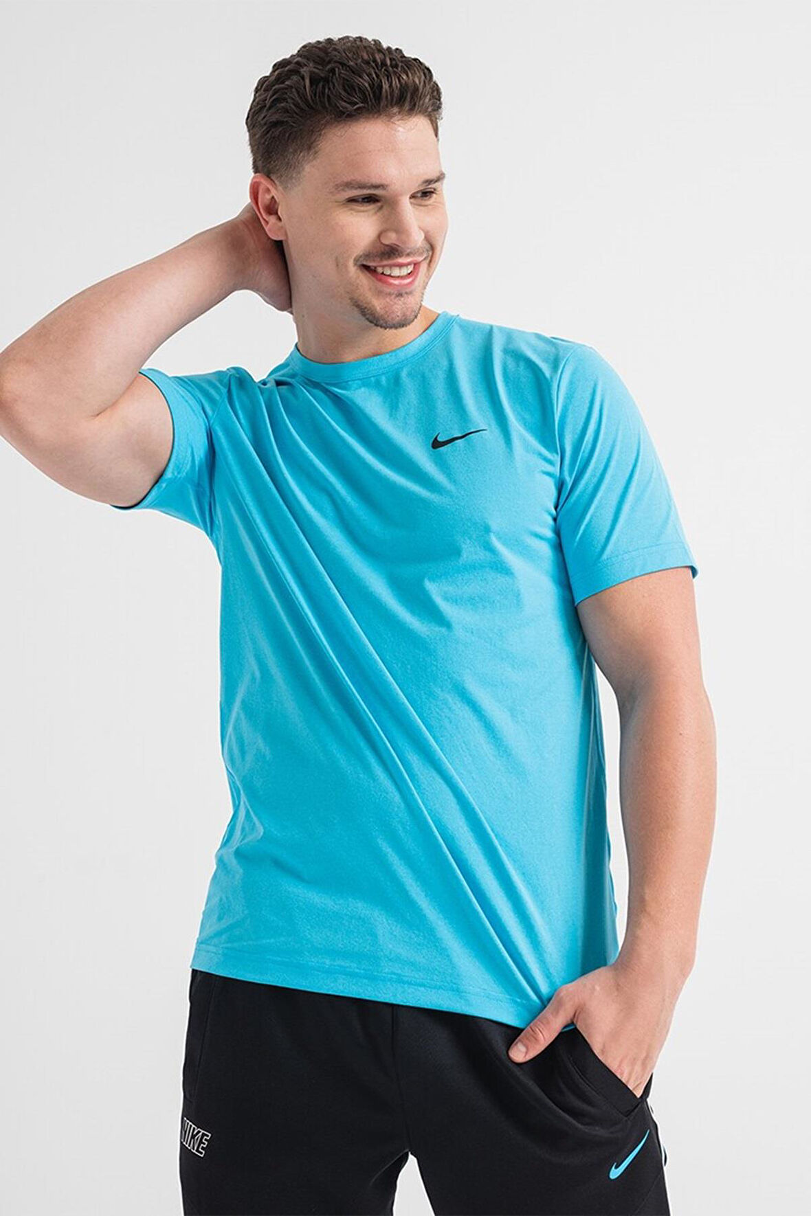 Nike Dri Fit UV Hyverse Versatile Fitness Training Tshirt Erkek Tişört Mavi