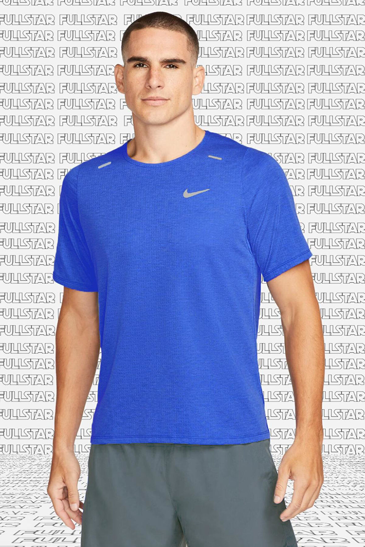 Nike Running Dri Fit Rise 365 Mens Short Sleeve Shirt Blue Erkek Koşu Tişört Mavi