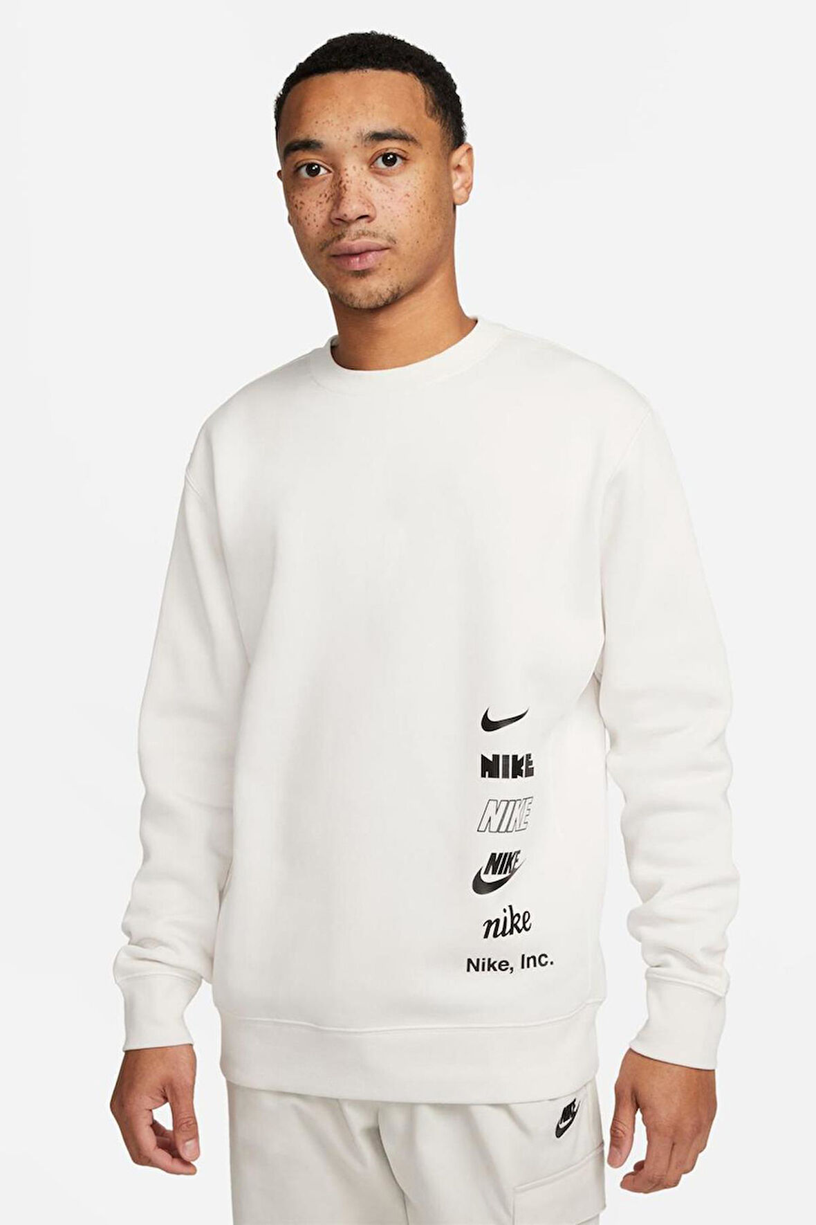 Nike Sportswear Club Fleece Franch Terry Sweatshirt Şardonlu Erkek Sweatshirt Krem