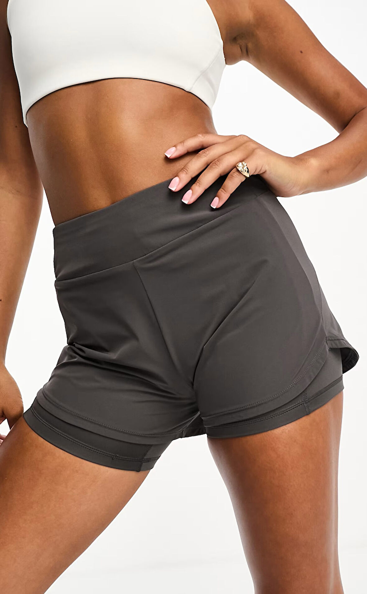 Nike Training Bliss Dri Fit 3" 2N1 Short Kadın 3 Cepli Taytlı 8cm Şort Antrasit