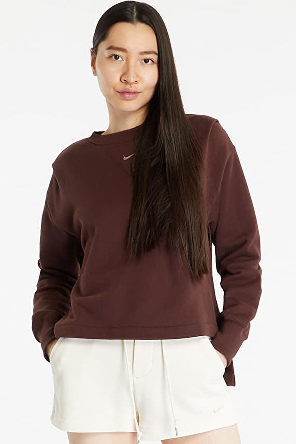 Nike Sportswear Modern Fleece Oversized French Terry Crew Neck Sweatshirt Kadın Oversize Fransız Kumaş Sweatshir Kahverengi