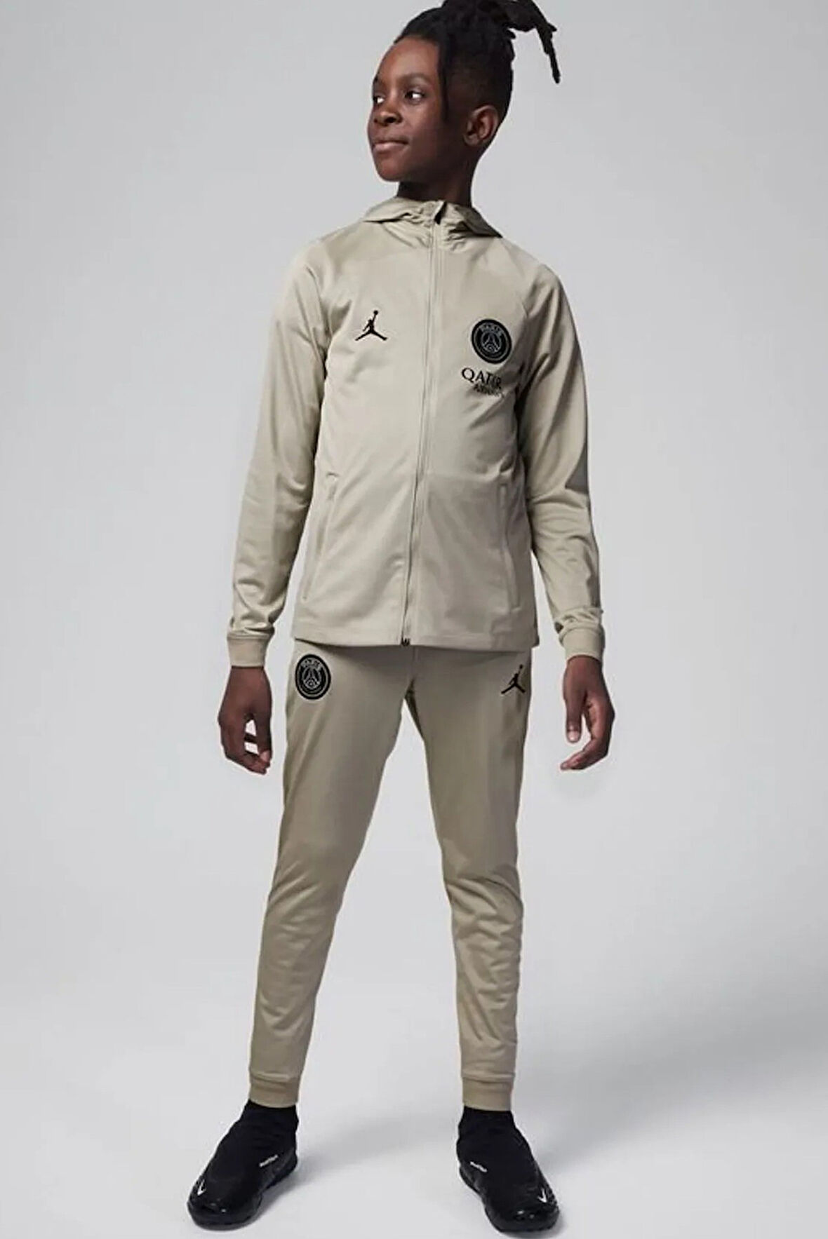 Nike PSG Strike Third Kid's Jordan Dri Fit Football Hooded Knit Tracksuit Unisex Çocuk Eşofman Takımı Taş