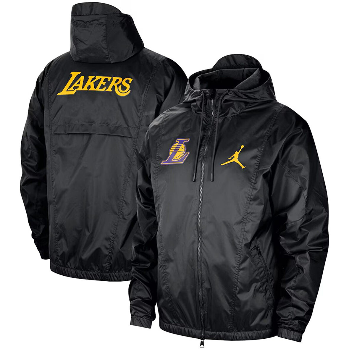 Nike Jordan Los Angeles Lakers Woven Loose Fit Jacket Erkek Kapüşonlu Bol Kesim Dokuma Spor Ceket Siyah