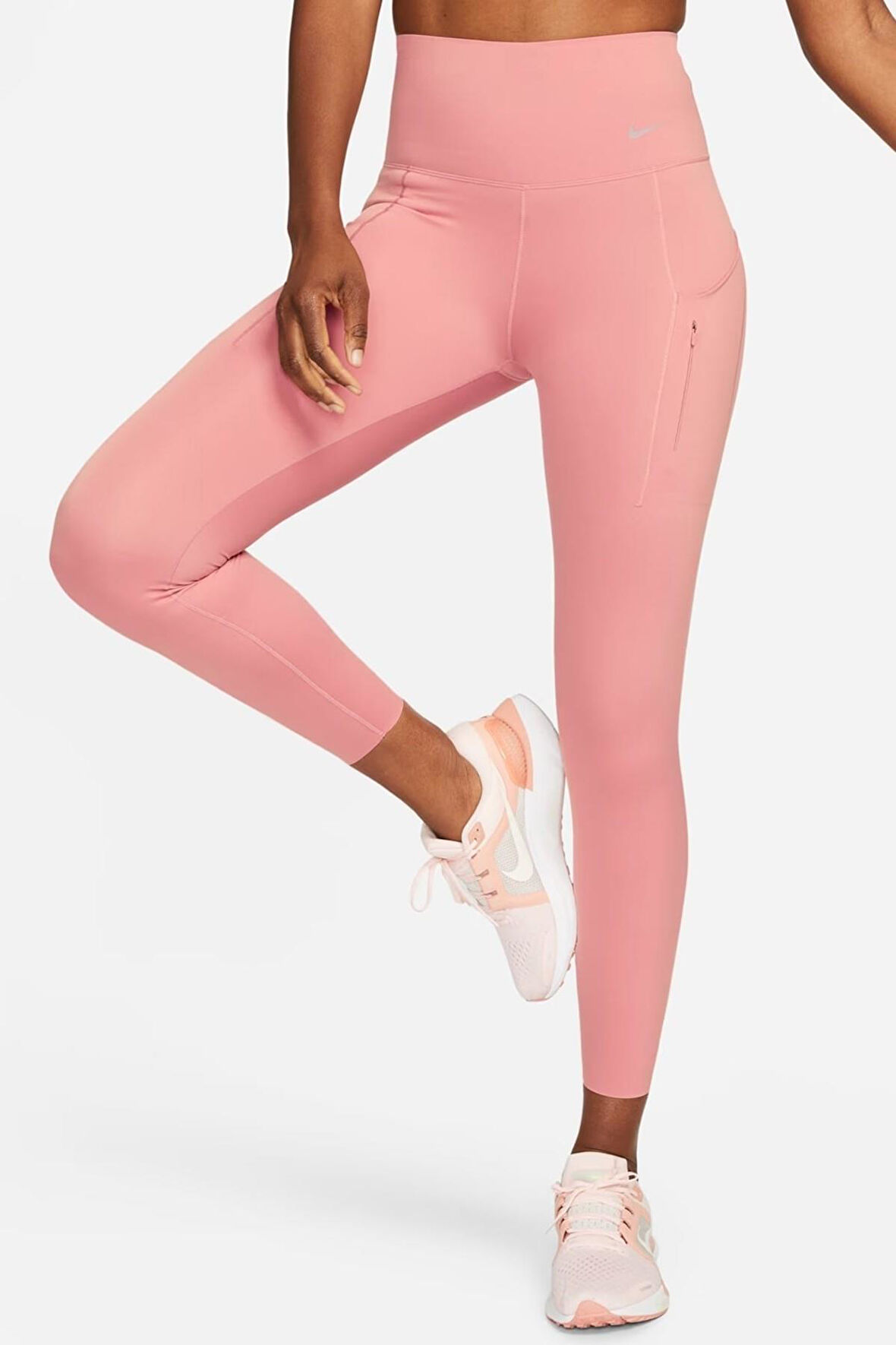 Nike Trainng Go Dri Fit İnfinaLock High Rise 7/8 Leggings 6 Cepli Toparlayıcı Yüksek Belli Reflektörlü Antrenman Taytı Pembe