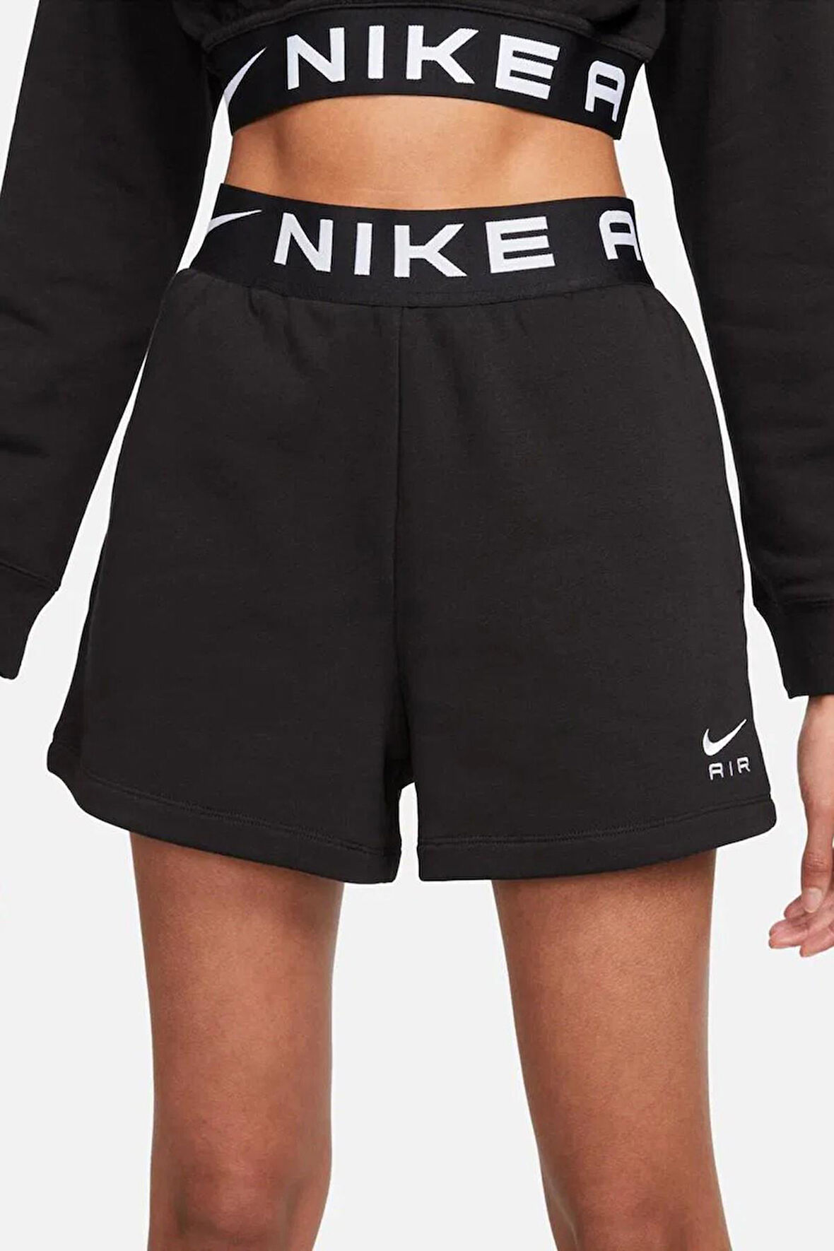 Nike Sportswear Essential Women's French Terry High Rise Shorts Black Pamuklu Yüksek Bel Kısa Kadın Şort Siyah