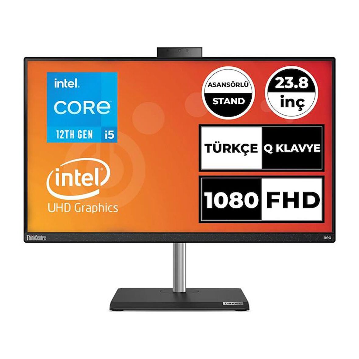 LENOVO NEO 30A THINKCENTRE 12CE0086TX I5-12450H 8GB 256SSD UHD 23.8 DOS AIO 