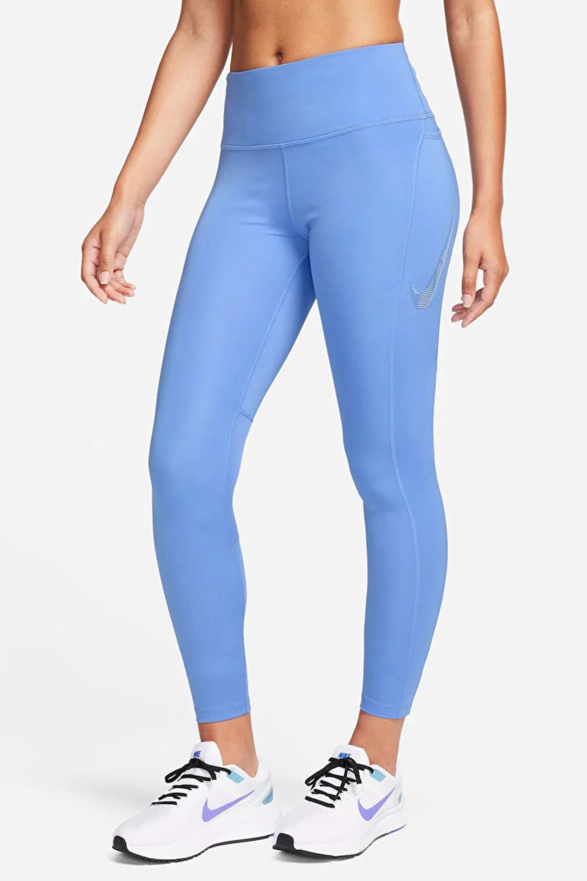 Nike Dri Fit Fast Mid Rise 7/8 Tight Hbr Kadın Toparlayıcı 3 Cebli Koşu Antrenman Taytı Mavi