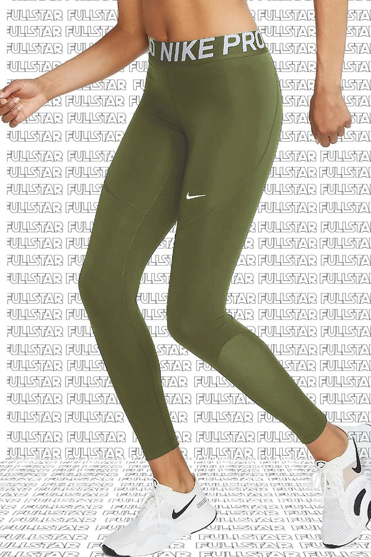 Nike Pro Tigh Fit Full Length Leggings Toparlayıcı Tam Boy Tayt Haki Kahverengi