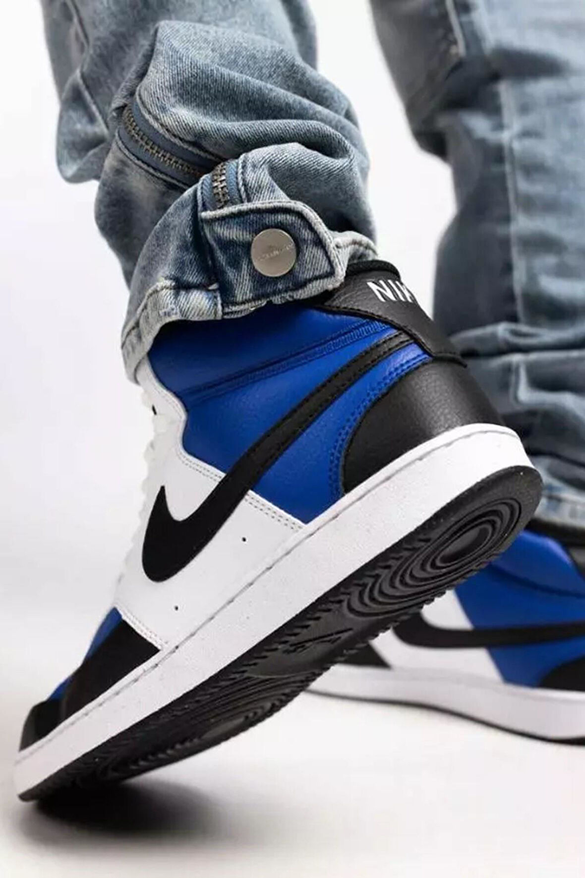 Nike Court Vision Mid Leather Sneaker Bilekli Günlük Mavi Deri Spor Ayakkabı