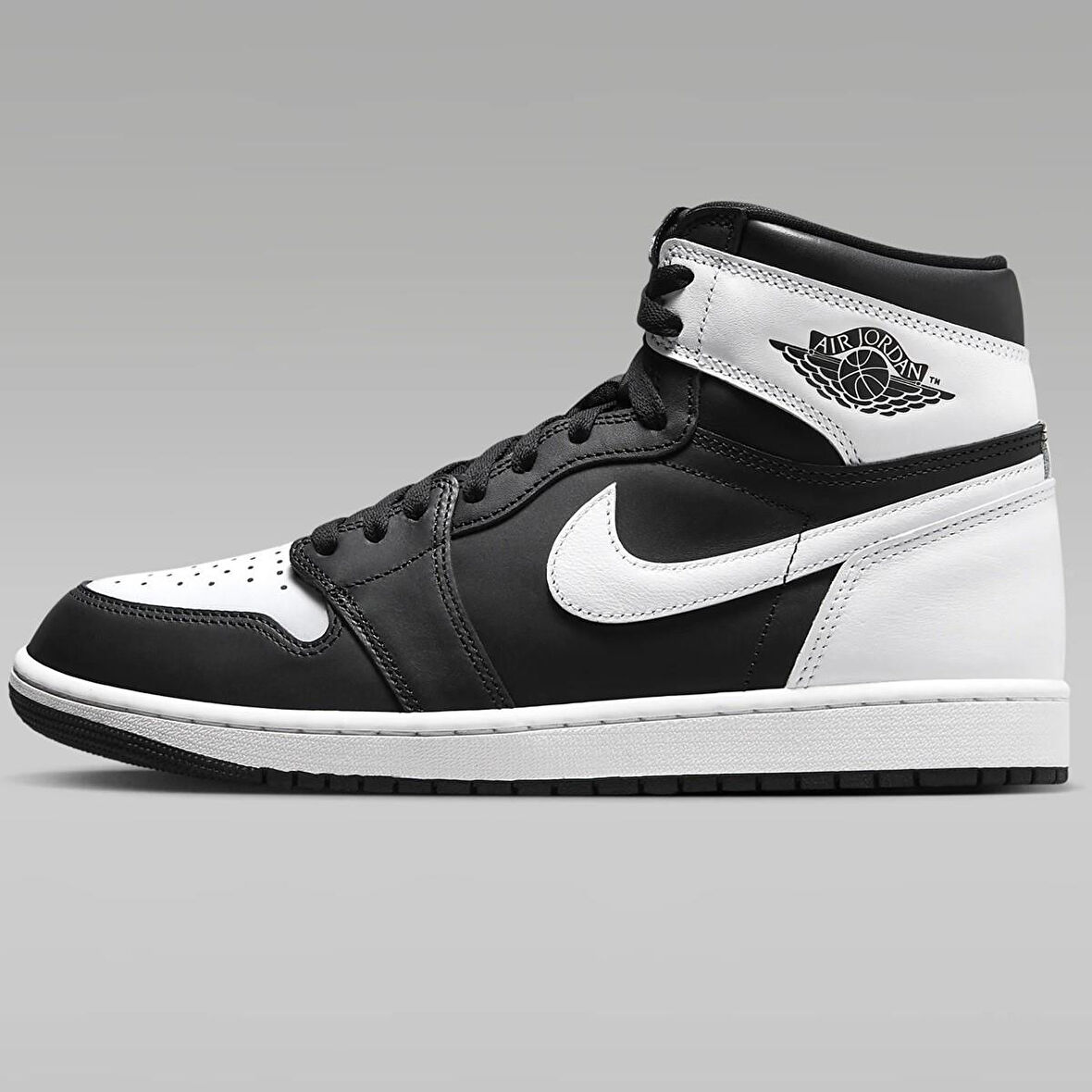 Nike Air Jordan 1 Retro High OG Unisex Sneaker Hakiki Deri Bilekli Günlük Spor Ayakkabı Siyah Beyaz