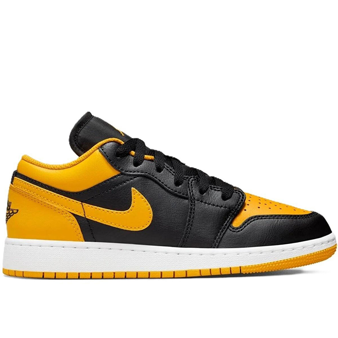 Nike Air Jordan 1 Low(GS) Leather Sneaker Hakiki Deri Siyah Sarı Unisex Spor Ayakkabı
