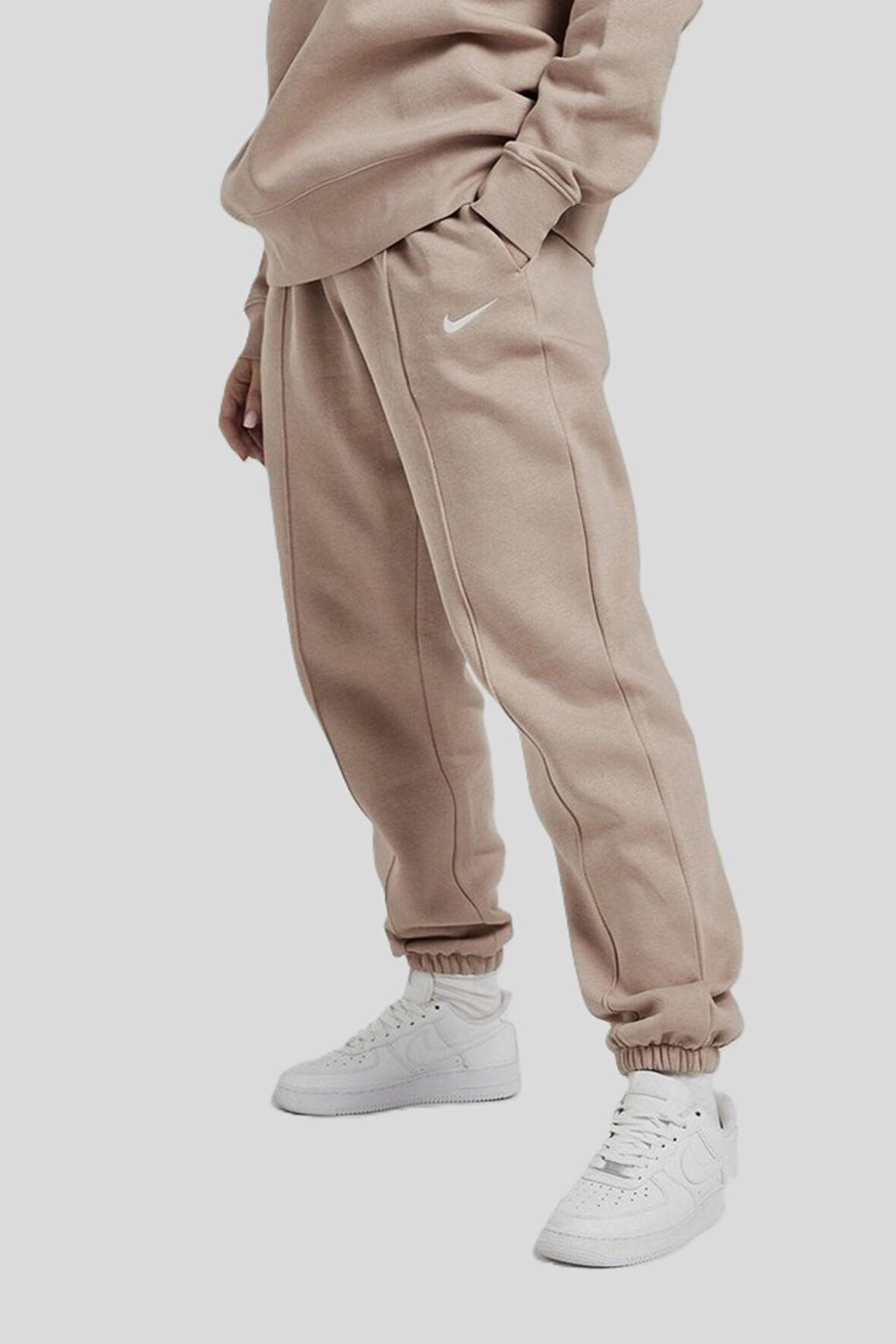 Nike Sportswear Loose Fit Pant Bol ve Uzun Kesim Bej Eşofman Altı