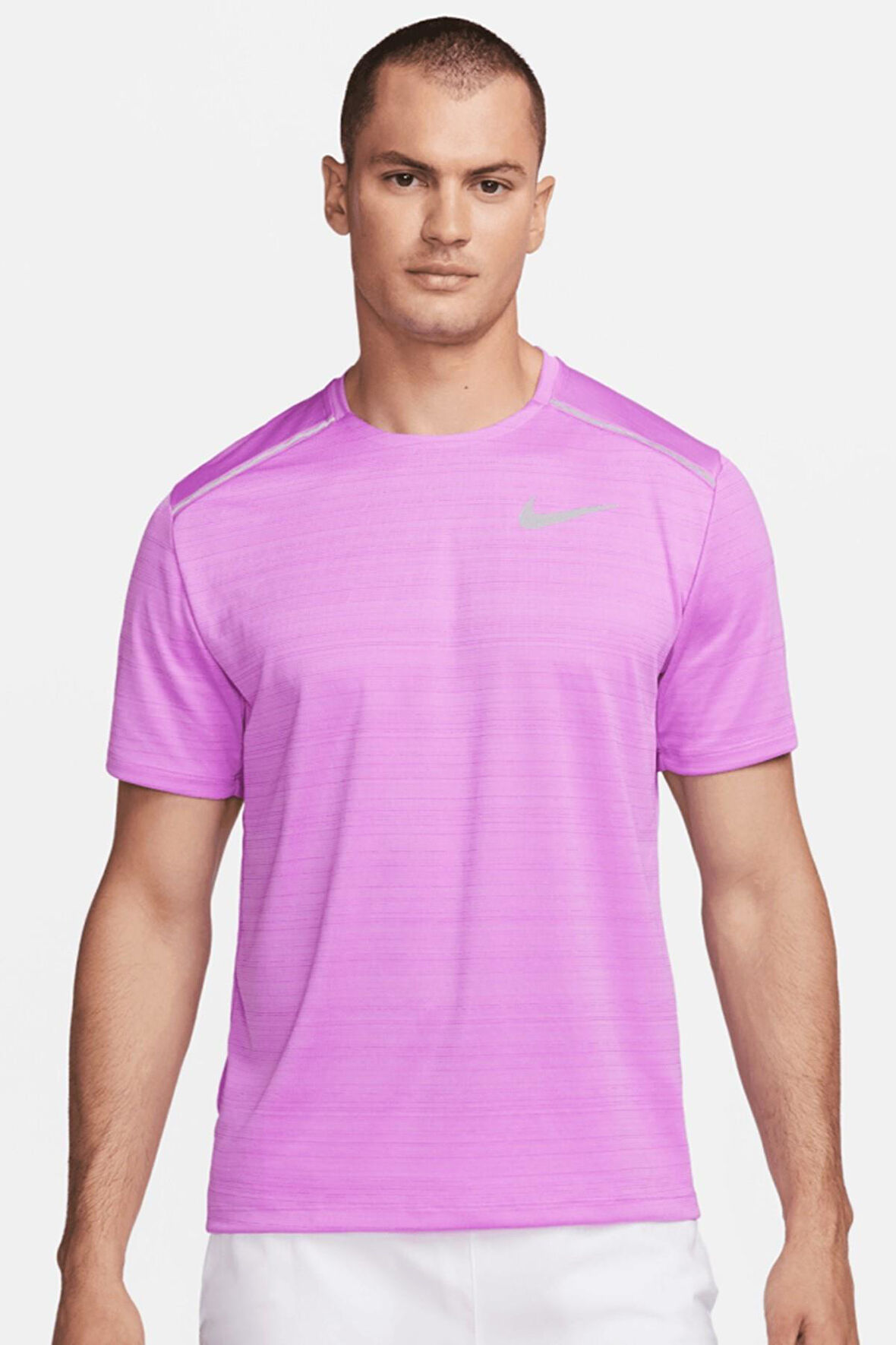 Nike Miler Dri Fit Running Tee Purple Reflektörlü Koşu Antrenman Tişörtü Mor