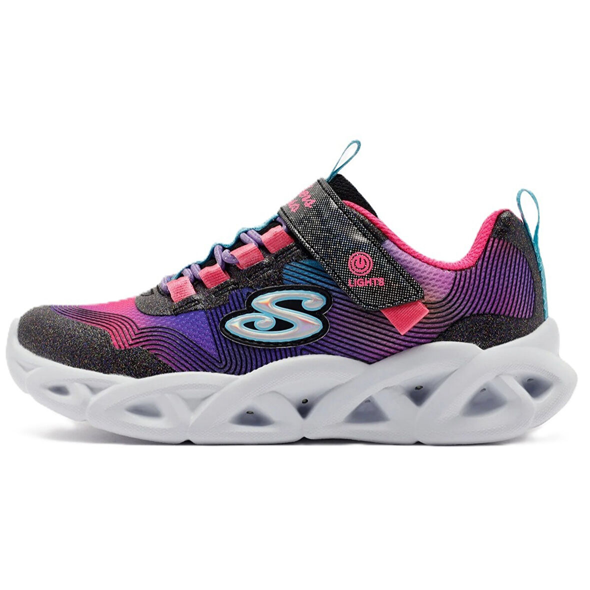 Skechers Twisty Brights 2.0 Kids Sneaker Lastik Bağcıklı Cırtlı Işıklı Kız Çocuk Ayakkabısı Mor