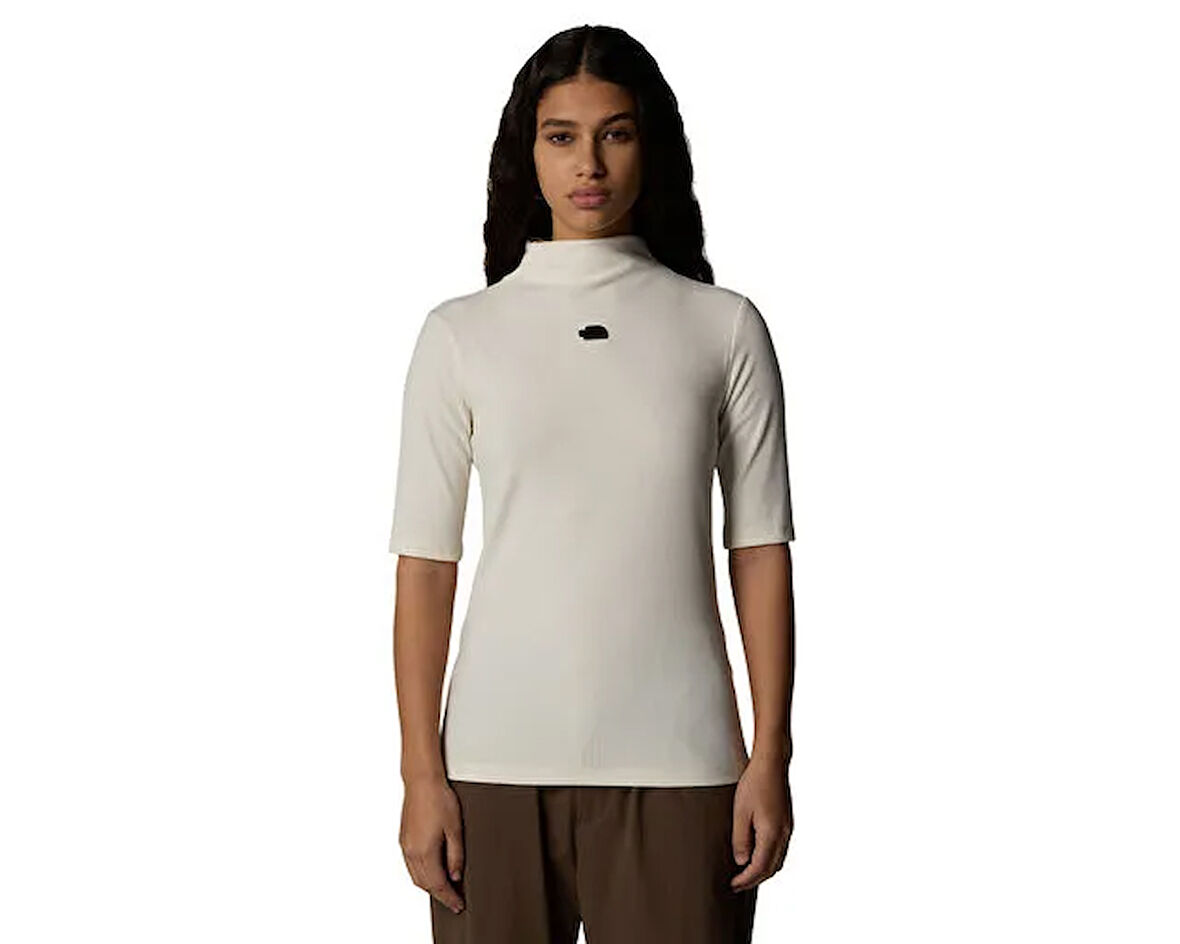 The North Face W S/S Mock Neck Slim Tee Kadın Outdoor Tişörtü NF0A89C3QLI1 Beyaz