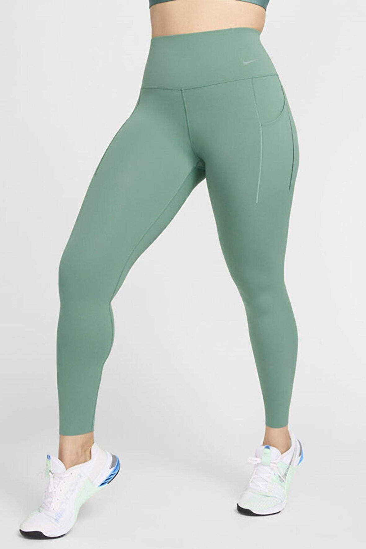 Nike Universa Medium Support High Rise Full Length Kadın Yüksek Bel 2 Cepli Toparlayıcı Tayt Yeşil