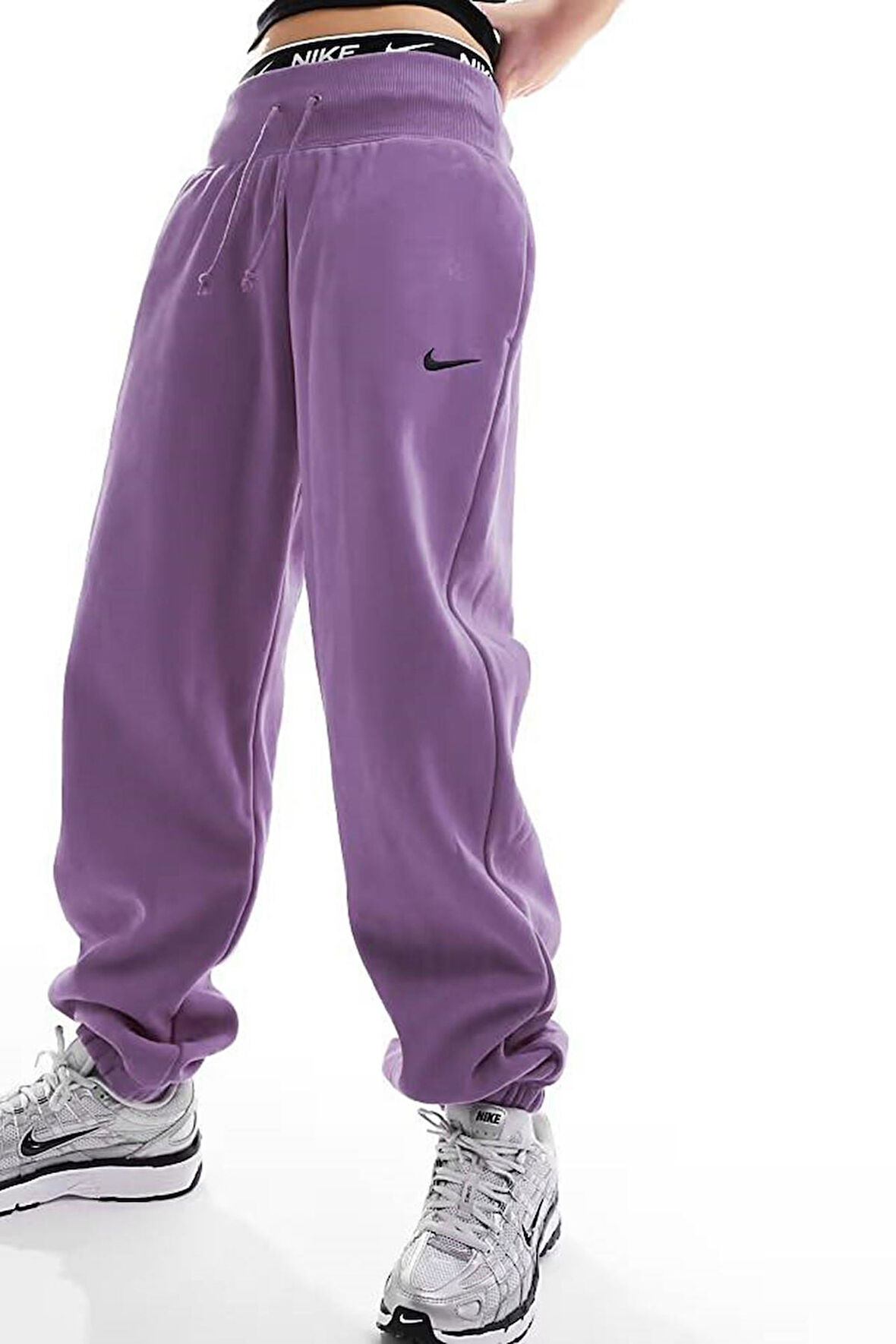 Nike Sportswear Phoenix Fleece High Rise Oversized Şardonlu Büyük Beden Yüksek Bel Kadın Eşofman Altı Mor