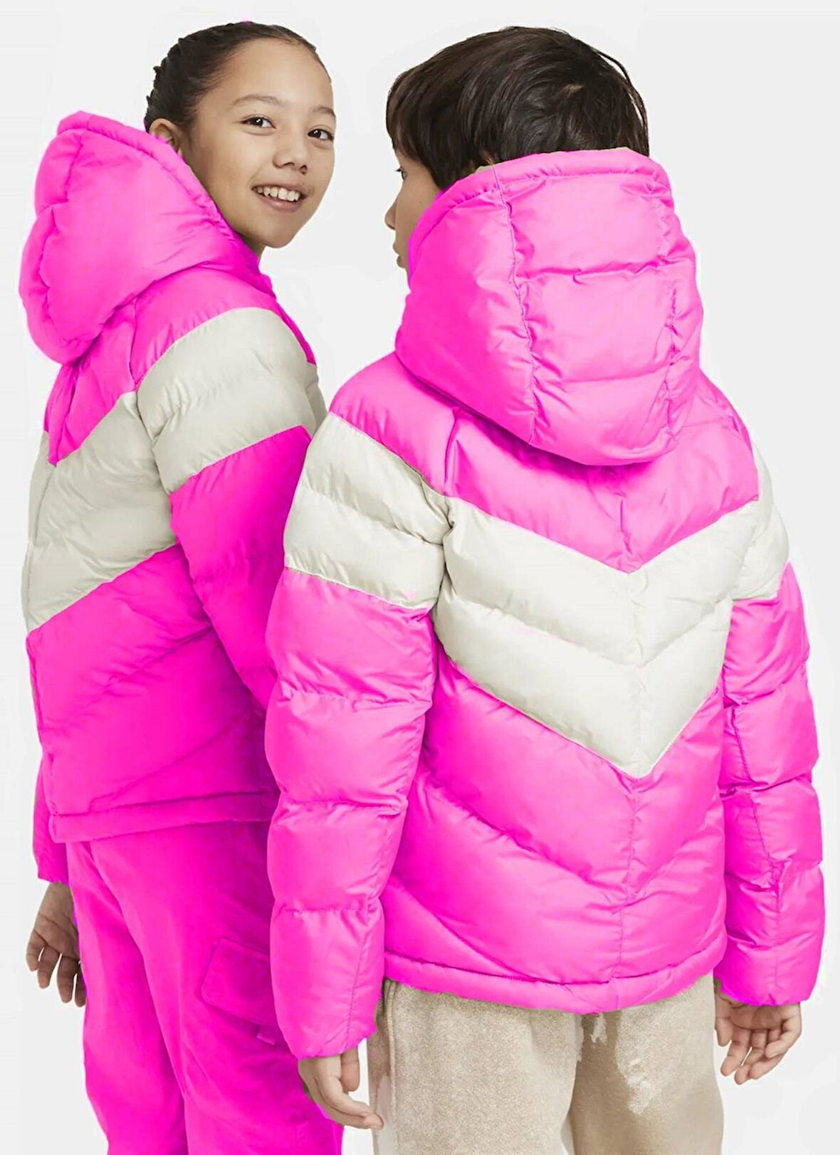 Nike Sportswear Sentetik Dolgulu Kapüşonlu Unisex Çocuk Montu Şişme Mont Pembe