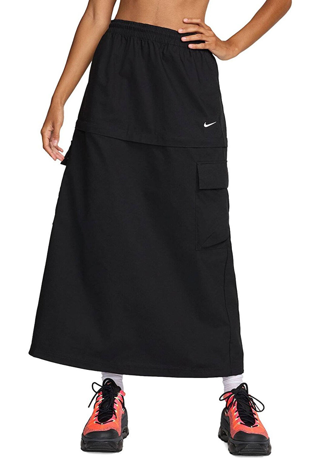Nike Sportswear Woven Cargo 2n 1 Loose Fit Midi Skirt Kadın Bol Kesim Dokuma Kargo Uzun ve Mini Etek