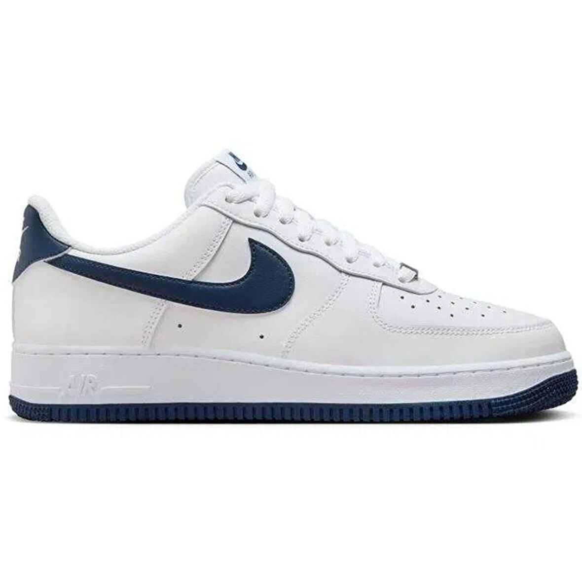Nike Air Force 1 '07 Leather Mens Sneaker White Hakiki Deri Erkek Günlük Spor Ayakkabı Beyaz-Lacivert