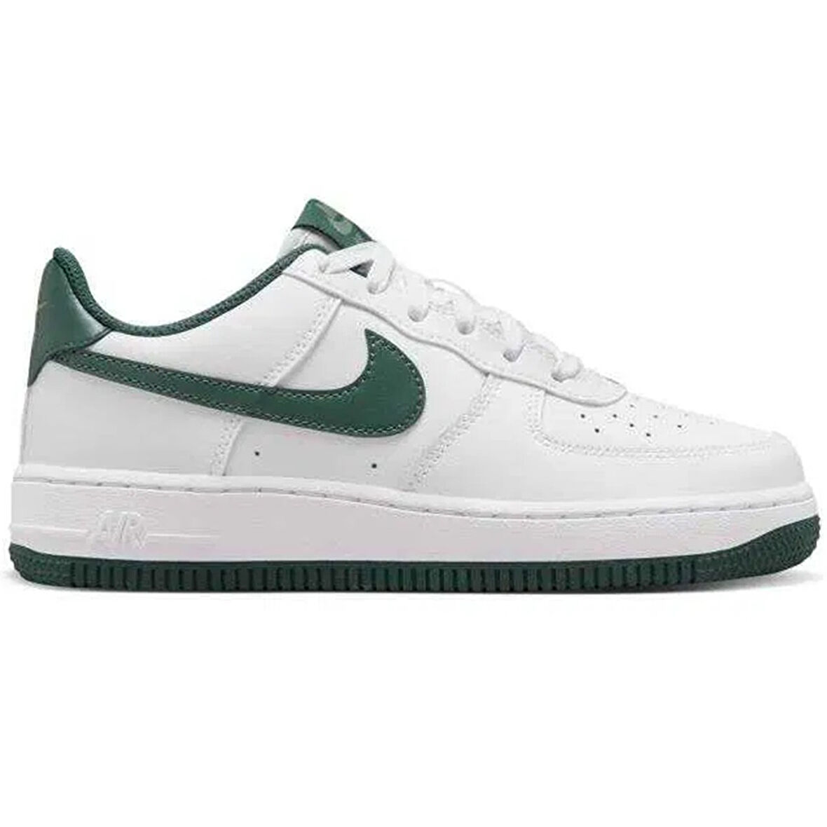 Nike Air Force 1 AF1 GS Leather Unisex Sneaker Yeşil Swoosh Hakiki Deri Günlük Spor Ayakkabı Beyaz Yeşil