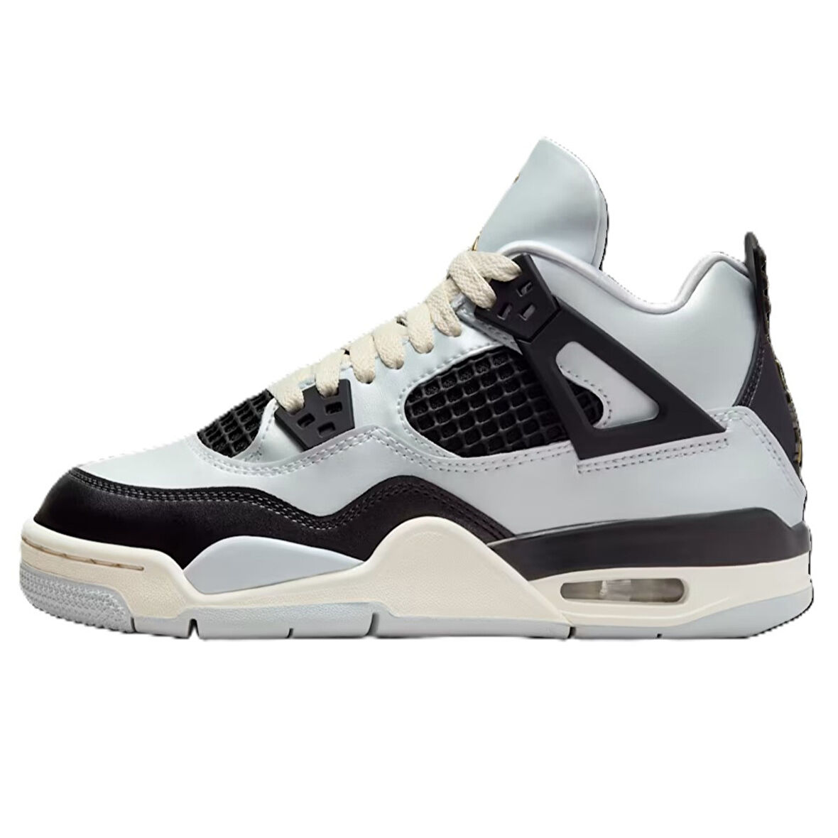 Nike Air Jordan 4 Retro Mid Pure Platinum Leather Unisex Sneaker Hakiki Deri Unisex Günlük Spor Ayakkabı Gri