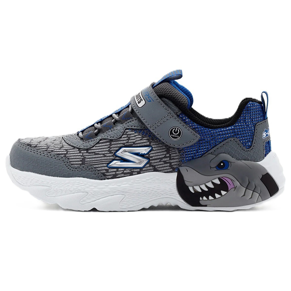 Skechers Creature-Lights Kids Sneaker Lastik Bağcıklı Cırtlı Işıklı Çocuk Ayakkabısı Gri